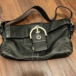 Black leather coach purse